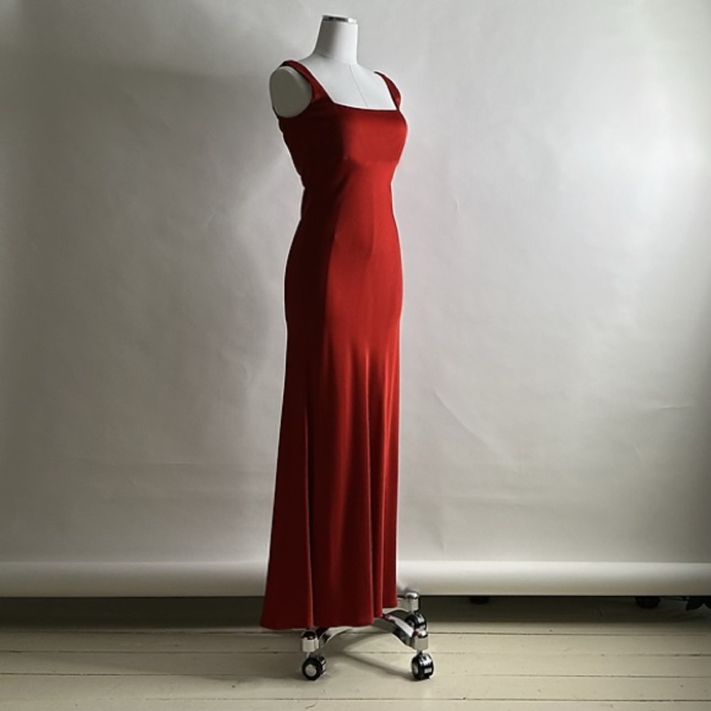 Vintage 90’s Minimalist Red Square Neck Dress